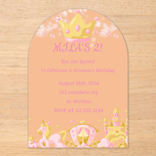 BIRTHDAY PRINCESS INVITATION PEACH COLOR