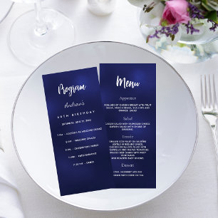 Birthday program menu navy blue