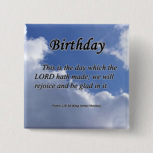 Birthday Psalm 118-24 15 Cm Square Badge