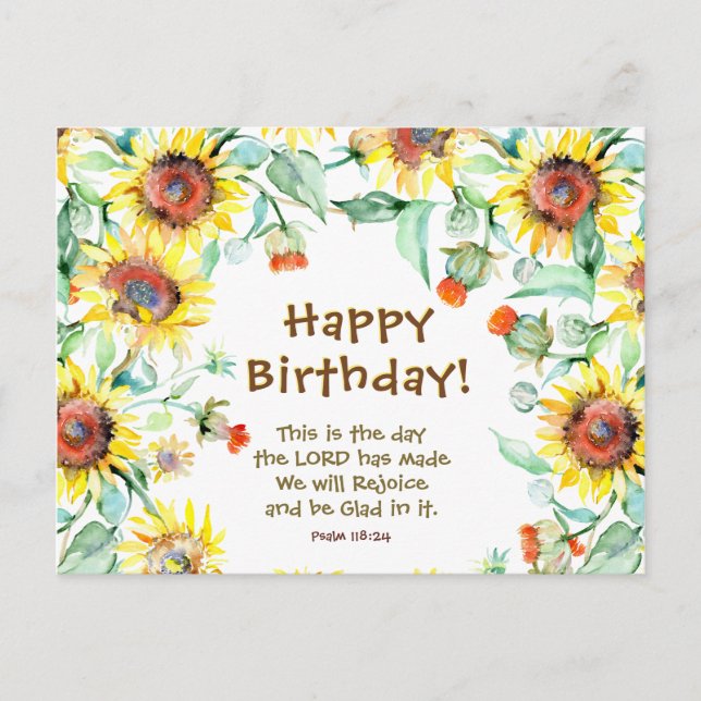 Birthday Psalm 118:24 The Day the Lord Has Made Postcard (Front)