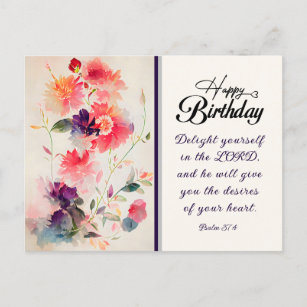 Birthday Psalm 37:4 Delight Yourself in the LORD  Postcard