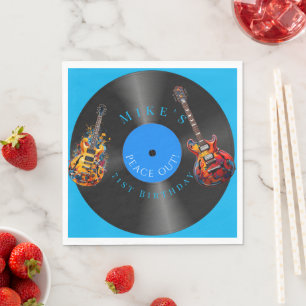 Birthday Psychedelic Electric Guitars Record Napkin