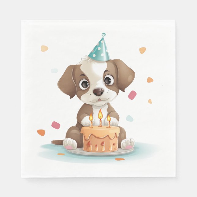 Birthday puppy napkin (Front)