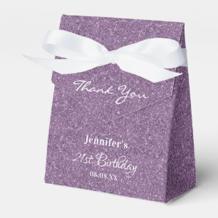 Birthday purple glitter drips monogram thank you favour box