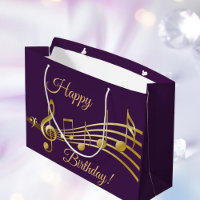 Birthday purple gold music notes