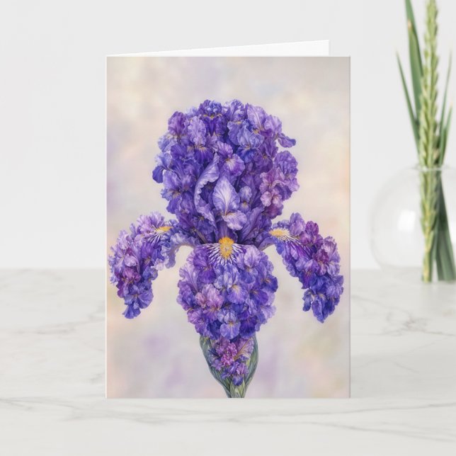 Birthday Purple Iris  Card (Front)