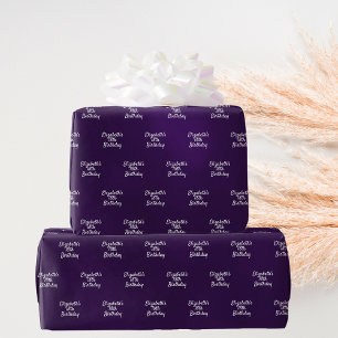 Birthday purple name wrapping paper