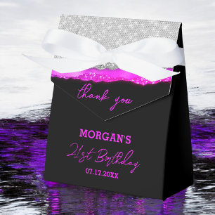 Birthday Purple Silver Glitter Name Thank You Favour Box