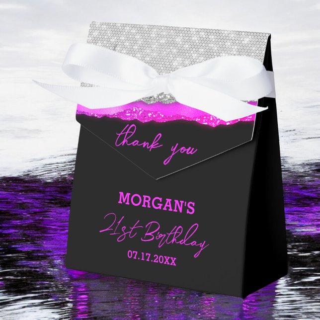 Birthday Purple Silver Glitter Name Thank You Favour Box (Creator Uploaded)
