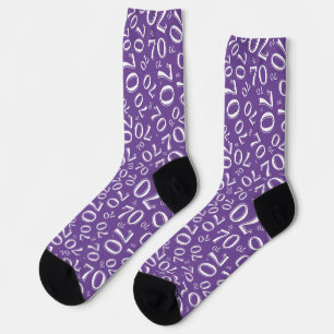 Birthday Purple/White Random Number Pattern 70 Socks