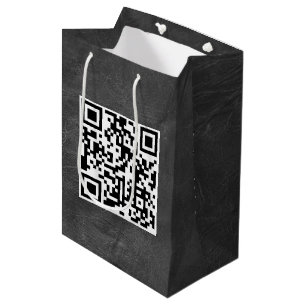 Birthday QR Code On black Leather Medium Gift Bag