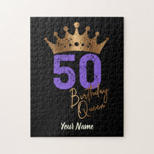 Birthday Queen 50 for 50th birthday vintage crown Jigsaw Puzzle