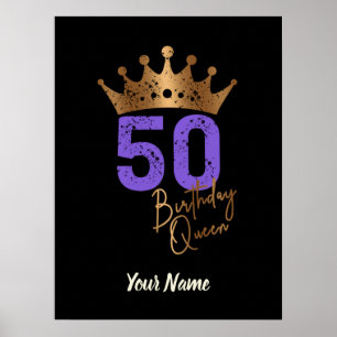 Birthday Queen 50 for 50th birthday vintage crown Poster
