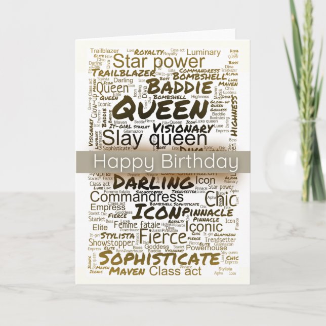 Birthday Queen, Black Birthday Card (Front)