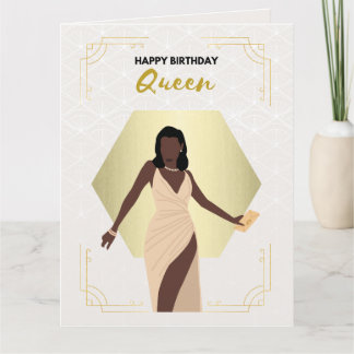 Birthday Queen | Black Greeting Card