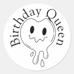 Birthday Queen Classic Round Sticker