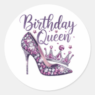 Birthday Queen Classic Round Sticker