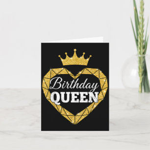Birthday Queen Crown Golden Sparkle Vibes Party Card