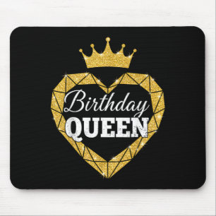 Birthday Queen Crown Golden Sparkle Vibes Party Mouse Pad
