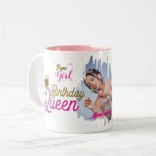 Birthday Queen Custom photo text design  Two-Tone Coffee Mug
