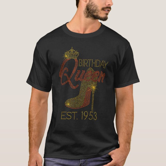 Birthday Queen Est 1953 Shoes  Queen Crown Heels H T-Shirt (Front)