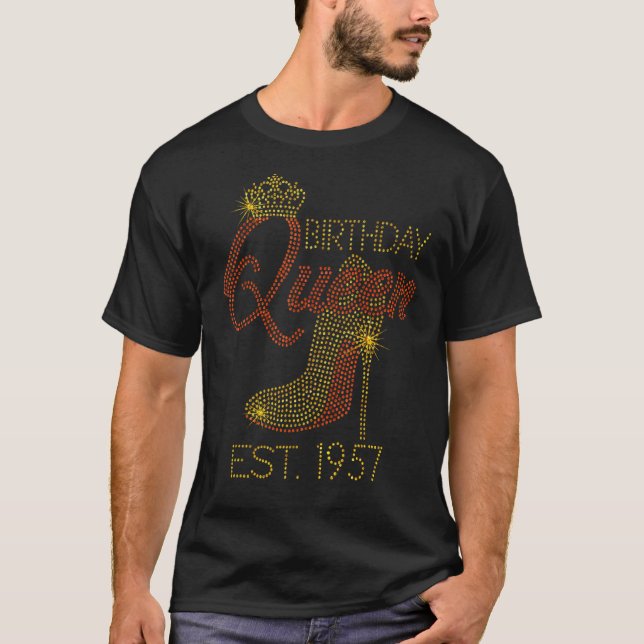Birthday Queen Est 1957 Shoes  Queen Crown Heels H T-Shirt (Front)