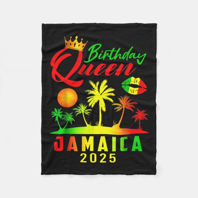 Birthday Queen Jamaica Girls Trip 2025 Party Women Fleece Blanket (Front)