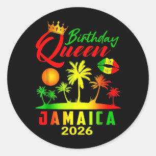 Birthday Queen Jamaica Girls Trip 2026 Party Women Classic Round Sticker