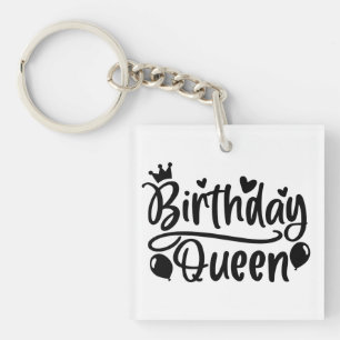 Birthday Queen Square Key Ring