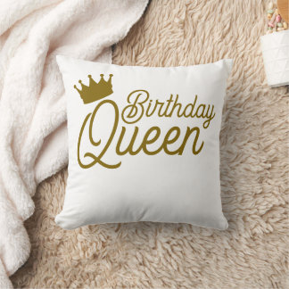 Birthday Queen Throw Pillow- Birthday Gift for Her Cushion