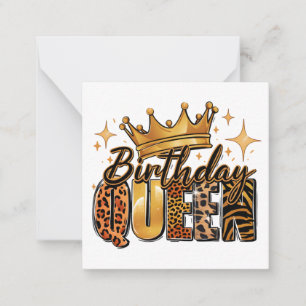 Birthday Queen with Golden Crown Leopard Card
