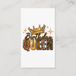 Birthday Queen with Golden Crown Leopard Enclosure Card