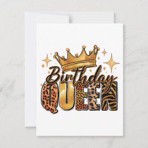 Birthday Queen with Golden Crown Leopard Thank You Card