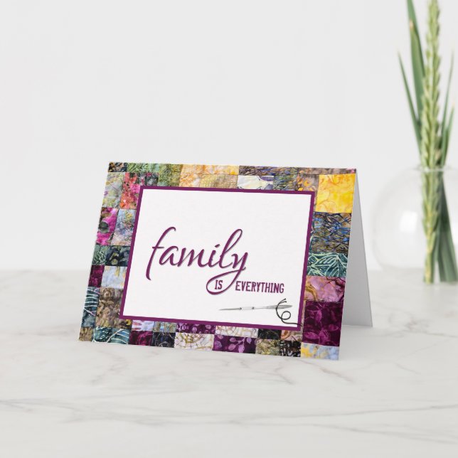 Birthday Quilt and Needle for Mother-in-law Card (Front)