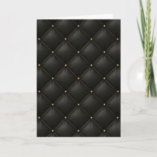 Birthday Quilted Black Leather with Gold Studs Card