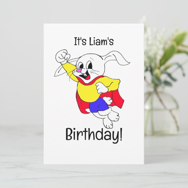 Birthday Rabbit Hero Invitation (Standing Front)