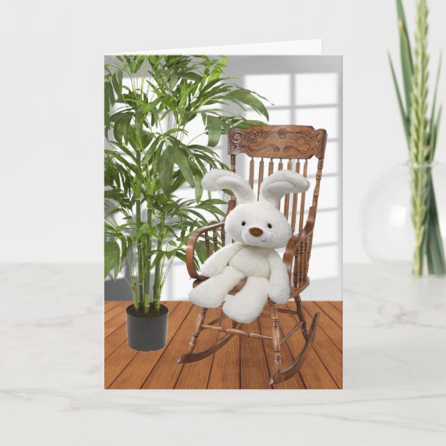 Birthday Rabbit In Rocking Chair  Card (Front)