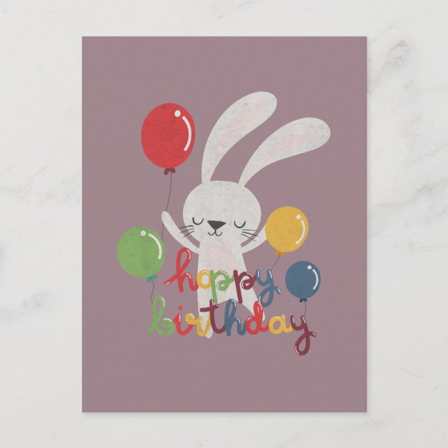 Birthday Rabbit Pun: Hoppy Birthday Postcard (Front)