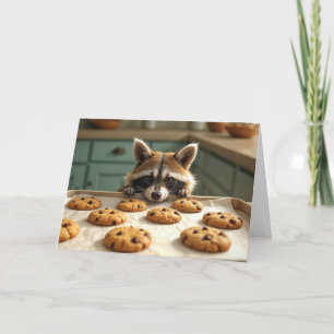 Birthday Raccoon With Chocolate Chip Cookies Card