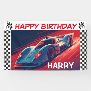 BIRTHDAY RACING CAR BANNER
