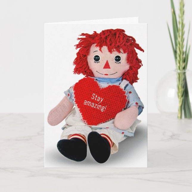 Birthday Rag Doll With Heart Card (Front)