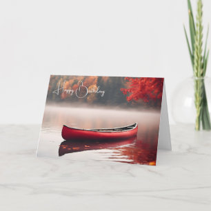 Birthday Red Canoe On Autumn Lake Card