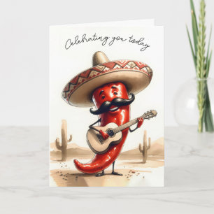 Birthday Red Chilli Pepper Musician Card