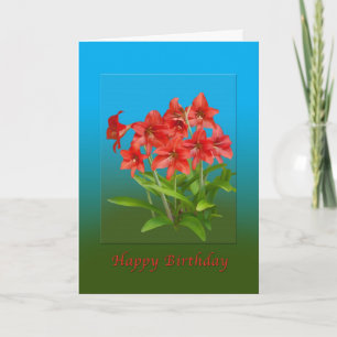 Birthday, Red Day Lilies Card
