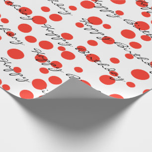 Birthday Red Dots On White Wrapping Paper
