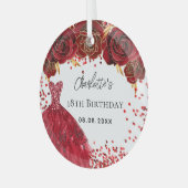 Birthday red dress flowers white glass tree decoration (Front Left)