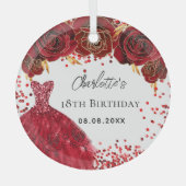 Birthday red dress flowers white glass tree decoration (Front)
