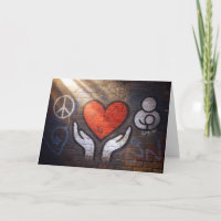 Birthday Red Heart Graffiti On a Brick Wall