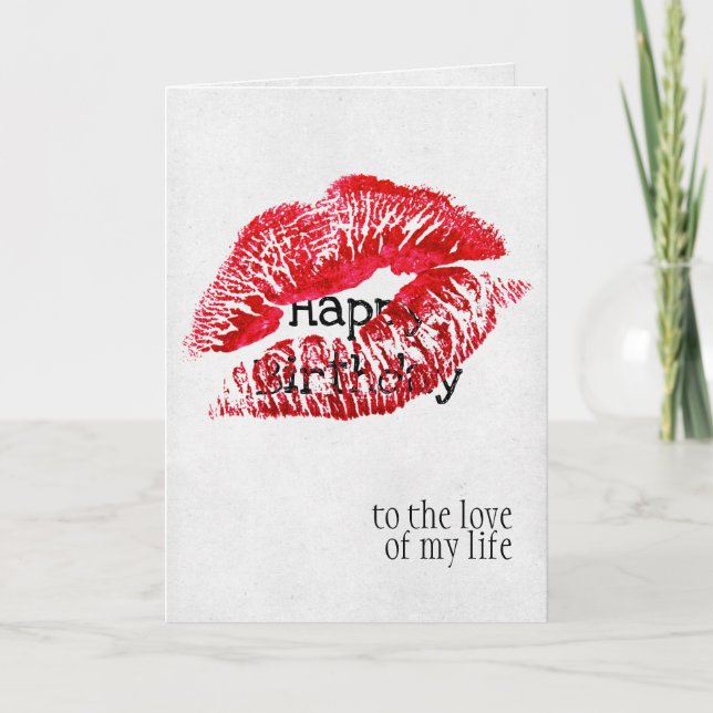 birthday red lipstick kiss card (Front)