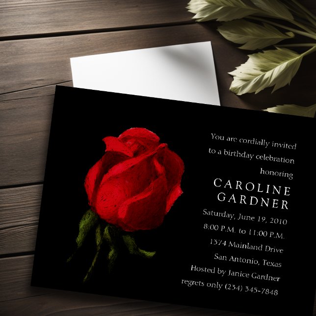 Birthday Red Rose Bud Invitation (Creator Uploaded)